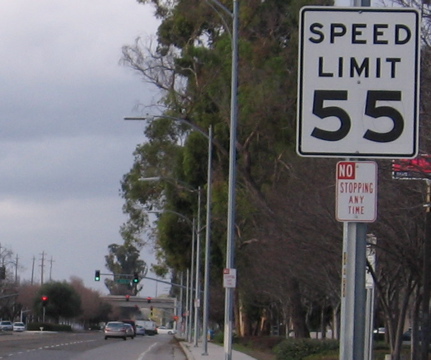 55 MPH for Monterey Highway. Blossom Hill bridge is in background.