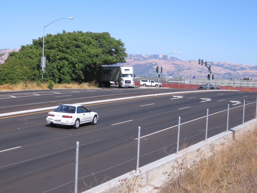 Central Expy from above retaining wall.