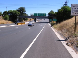 Central Expy, nearing DeLaCruz. Wide shoulders are safe, according to County policy and Caltrans.