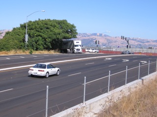 Central Expy from above retaining wall.