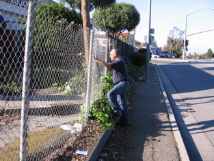 Man would need to climb fence to get from bus stop to ... 